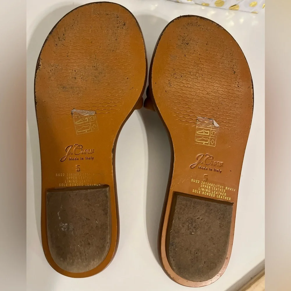 J. Crew Brown Sorrento Padded Leather Sandals Slides - Size 5 - Picture 7 of 11